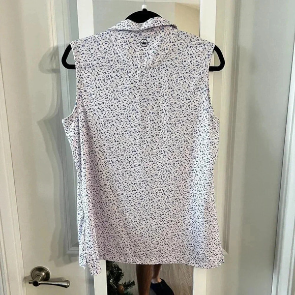 Peter Millar Women’s Sleeveless Polo | Size L | Blue & Pink Striped - Picture 5 of 5